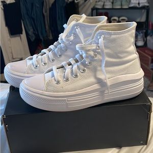 white high top platform converse